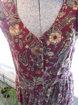 Vestido Jersey Vintage Paisley Corderoy Bobbie Brooks Mediano 100% Algodón Foto 1 de 4