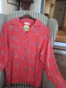 NWT! FRESH PRODUCE WOMEN COTTON BUTTON -UP LOUNGE TOP "DREAM IN COLOR" .(XL) - Picture 1 of 4