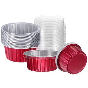 25 pezzi tazze da forno con coperchi 5 oz fodere in alluminio mini tazze rosse - Foto 1 di 6