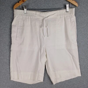 Sportscraft Shorts Womens 12 White Linen Blend Elastic Waist Med Rise - Picture 1 of 12