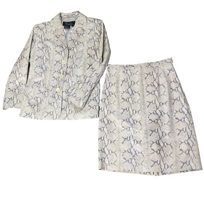 Terry Lewis Classic Luxuries Genuine Leather Snakeskin Skirt Suit PXS Vintage - Image 1 of 4