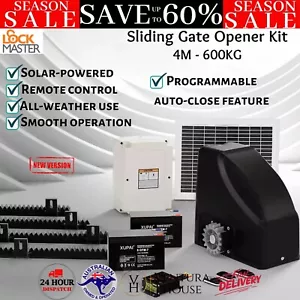 Lockmaster Automatic Sliding Gate Opener 20W 6M Rails 600KG Solar-powered Panel - Picture 1 of 12
