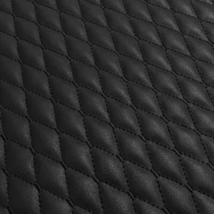 Black Small Diamond Stitch Quilted Upholstery 6mm Scrim Foam Backed Faux Leather - Picture 1 of 23