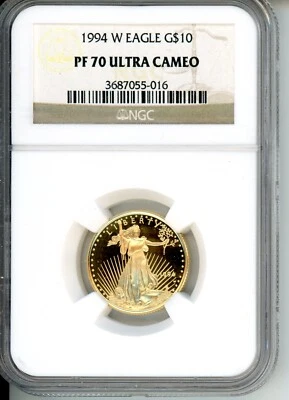 1994-W $10 GOLD EAGLE 1/4 Oz.  NGC PF70 PF-70 PROOF PR70 CAMEO ! - Image 1 of 2