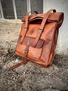 Rucksack Echtleder Laptoptasche Backpack Vintage Herren Reise Neu Real Best - Bild 1 von 7
