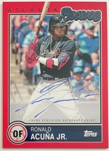 2020 Topps Brooklyn Collection Ronald Acuna Jr. On Card Auto Red 5/5 - Picture 1 of 2