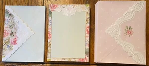 LOT Carol's Rose Garden Stationery Sheets + Envelopes Floral Embossed Die-cut - Picture 1 of 7