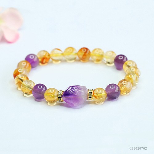 VALENTINO Bracciale Giada Viola e Gialla Naturale Chakra Guarigione Gioielli Spirituali Regalo Donna