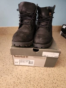 Timberland Kid's Premium 5.5 Waterproof Boot Black Nubuck TB-012907 - Picture 1 of 4