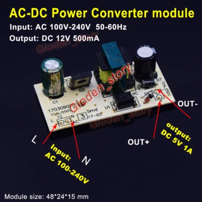 AC-DC Buck Converter 110V 220V 230V to 12V 500mA 6W Switching Power Supply Board - Image 1 of 4