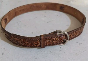 Vtg NOCONA Western Tooled Leather Embossed Belt Size 36 - Picture 1 of 13