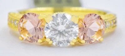 LAB CREATED 1.92 Cts MORGANITE & WHITE SAPPHIRE RING .925 Sterling Silver -NWT Foto 1 de 4