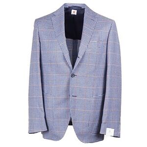 Luigi Borrelli Blue-White-Red Check Wool and Silk Sport Coat 42R (Eu 52) NWT
