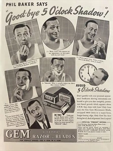 1937 stampa rasoio e lame gemme vintage annuncio. Say Goodbye To The 5 O'clock Shadow. - Foto 1 di 1