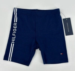 Tommy Hilfiger Girls size 6 (4-6x) Flag Blue Logo Print Bike Stripes Shorts - Picture 1 of 9