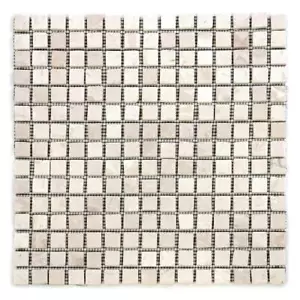 DIVERO 1 Fliesenmatte Mosaikfliese Marmor Naturstein innen außen creme 30x30cm - Bild 1 von 4