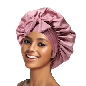 Silk Bonnet Satin Bonnet with Tie Band for Sleeping Large Bonnets Wrap with A... - Picture 1 of 7