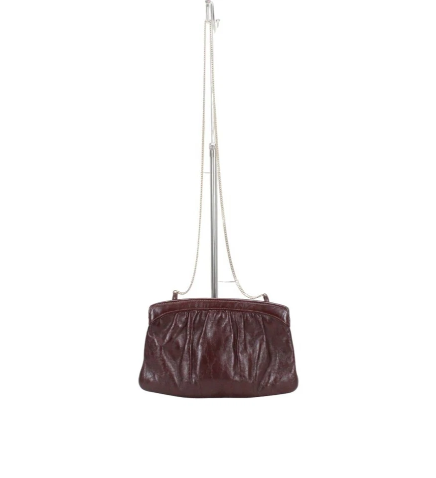 Vintage Morris Moskowitz Maroon Leather Gold Multi-Chain Strap Crossbody Bag - Imagem 1 de 4