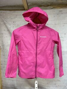 Columbia Girl Switchback Rain Jacket Pink Small 7/8 Windbreaker Hood Lightweight