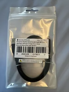 Monoprice Apple MFI Lightning to USB Type A Charge & Sync Cable - 3ft - Black - Picture 1 of 2