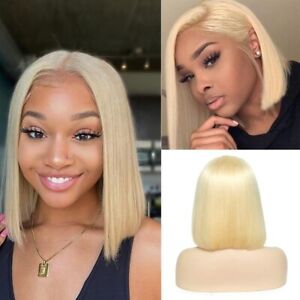 613 Lace Front Wig Human Hair Straight  Short Bob Wigs 13X4 Blonde Frontal Wigs