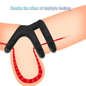 Men Silicone Cock Ring Sexy Toys Triangle Penis Rings Delay Ejaculation Enlarg 、 - Picture 1 of 13
