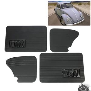 4 Pcs Black Door Panels w/Pockets For Volkswagen Beetle Vw Street Bug 1965-1977 - Picture 1 of 18