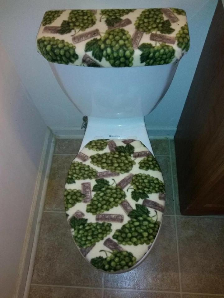 Juego de tapa de inodoro y tapa de tanque Merlot verde vino uvas polar  Foto 1 de 1