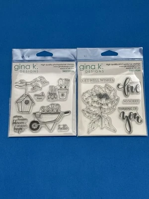 Lote de 2 juegos de estampillas de fotopolímero Gina K Designs peonía individual y primavera dulce Foto 1 de 4