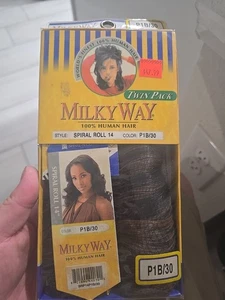 Rollo espiral Shake-N-Go Vía Láctea 14 paquete doble 100 % color de cabello humano P1B/30 nuevo con etiquetas - Imagen 1 de 2