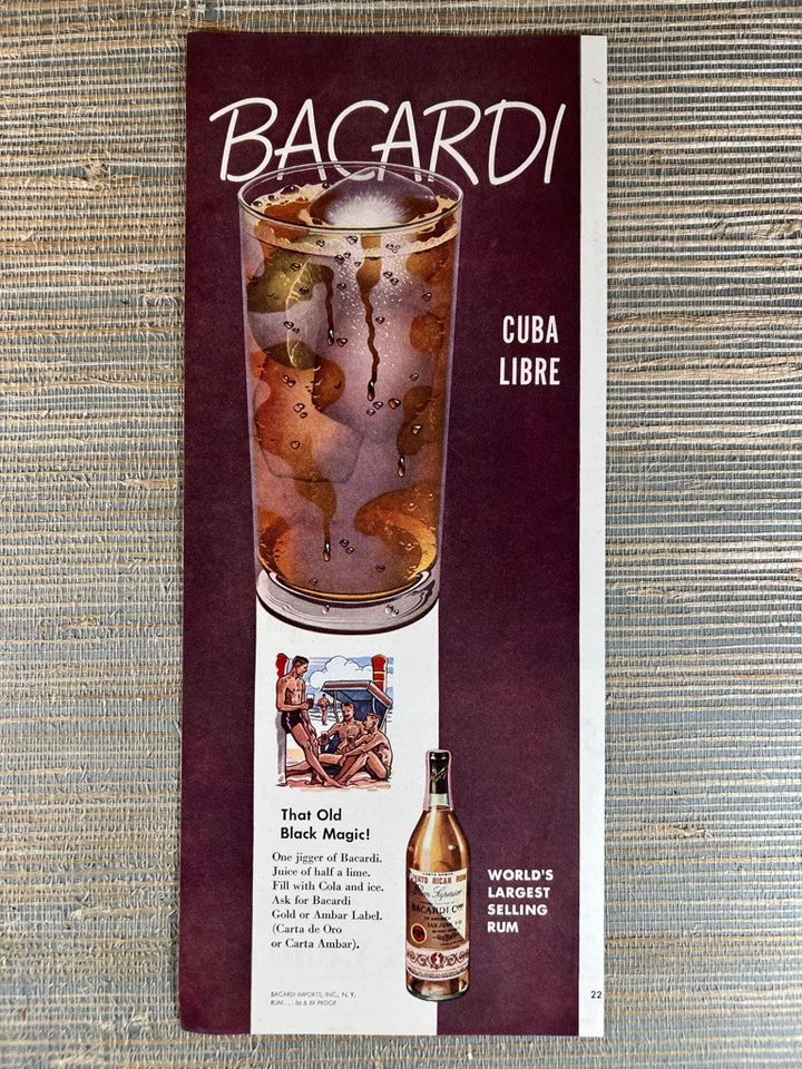 Ron Puertorriqueño Bacardí Cuba Libre Bebida Mixta Cóctel 1949 Anuncio Impreso Vintage Foto 1 de 1