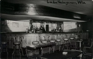 RPPC Lake Nebagamon,WI Bar Interior c1950s Douglas County Wisconsin - Picture 1 of 5