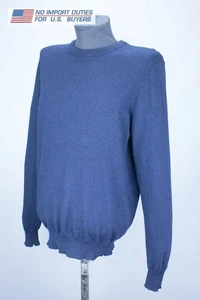 SUITSUPPLY Mens Merino Wool Jumper Knitted Dark Blue Size S/M Crew Neck Sweater - Picture 1 of 13
