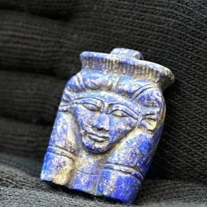 Authentic Amulet of Hathor Rare Ancient Egyptian Antiquities lapis laz Stone BC - Picture 1 of 5