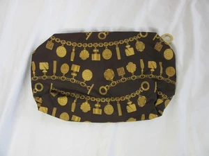 Estee Lauder Cosmetic Bag Make Up Travel Pouch Brown Gold Charms NWOT - Picture 1 of 10