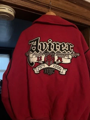 Vintage 90s Avirex USA Varsity Bomber Jacket Mens 3XL Red Wool Y2K Authentic - Image 1 of 4