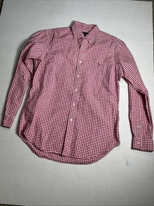 Polo Ralph Lauren Para Hombres Med Rosa Guinga Algodón Abotonado LS Camisa Informal Poni - Imagen 1 de 3