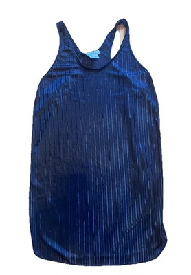 VTG 80s UndercoverWear  SHINY BLACK PIN STRIPE CHEMISE NIGHTGOWN SZ M SHIPS FREE - Image 1 of 4