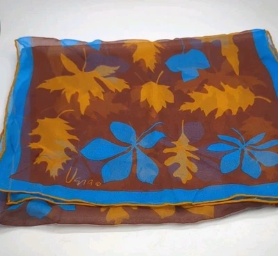 VERA Scarf Long Rectangle Leaves Verasheer Japan Silk Vinyl Blend - Image 1 of 4