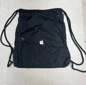 Apple Logo Computers Backpack Black Zipper Pocket Drawstring Gym Traveling - Imagen 1 de 13