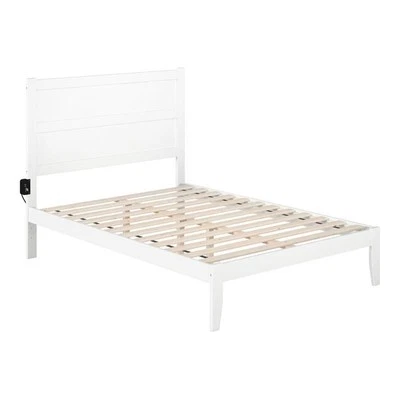 Cama plataforma completa AFI NoHo tradicional madeira maciça com carregador USB na cor branca - Imagem 1 de 4