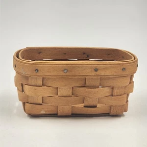 Tarjeta de visita Longaberger Maple Brown cesta tejida natural tamaño 4,75" 1997 EE. UU. - Imagen 1 de 11