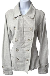 CAbi Military Inspired Jacket Sweatshirt L Stretch Buttons Gray Soft Style 328 - Picture 1 of 7