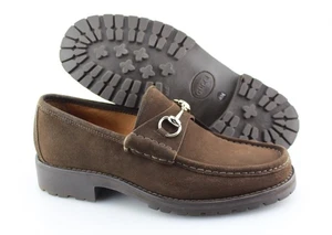 Men's GUCCI 'Horsebit' Brown Suede Loafers Size US 8.5 - D - Picture 1 of 7