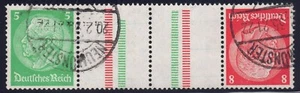Germany - 1934 ZdMiNr KZ 21.1, 5pf+Z+Z+8pf Hindenburg, tete-beche gutter strip - Picture 1 of 1