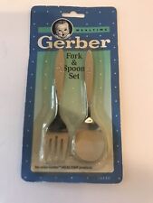 Gerber Vintage 1991 Stainless Solid Serving Mealtime Fork Spoon Set Sealed NOS