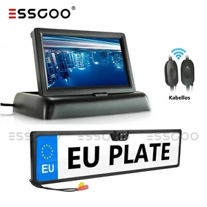 Cámara de marcha atrás inalámbrica IR ESSGOO placa de matrícula ayuda para aparcar monitor 4,3 pulgadas - Imagen 1 de 12