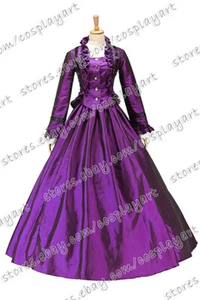 Lady Victorian Gothic Button Brocaded Slim Lolita Vintage Wedding Formal Dress - Picture 1 of 56