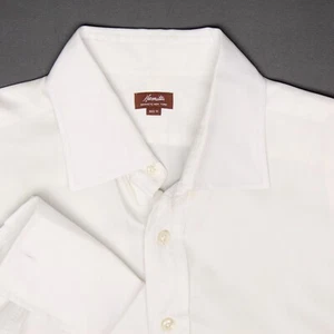 Hamilton Mens Dress Shirt 16.5 Solid White Cotton French Cuff Button Up USA - Picture 1 of 6