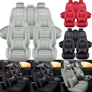 Luxury Leather Universal Car 5 Seat Cover Full Set Front Rear Cushion Protector - Picture 1 of 25